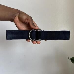 Vintage 90s Deep Navy Canvas Web Belt with ajustable D-ring buckle size 32